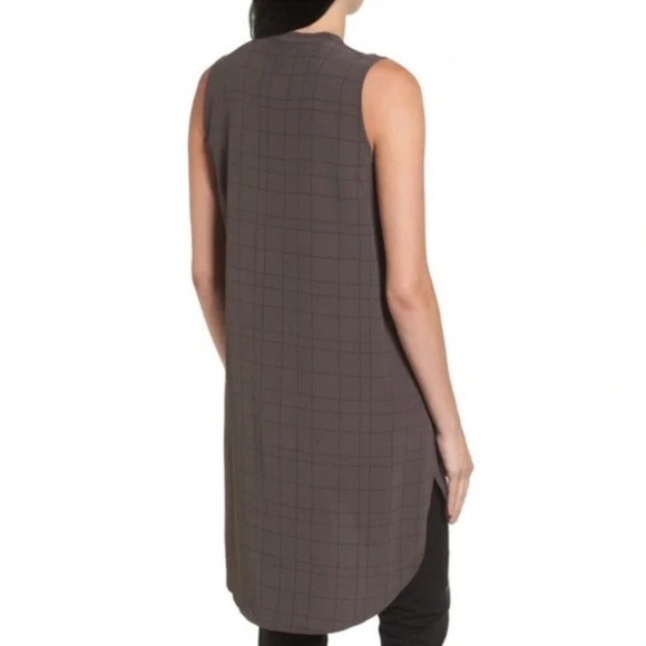 Eileen Fisher Twill Plaid Mandarin Collared Shirt Dress Womens Size Small - Picture 2 of 13